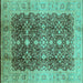 Square Oriental Turquoise Traditional Rug, urb1062turq