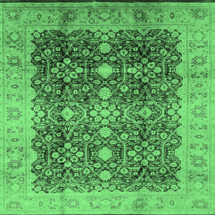 Square Oriental Emerald Green Traditional Rug, urb1062emgrn