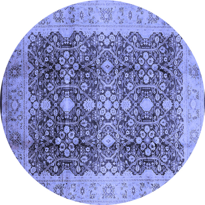 Round Oriental Blue Traditional Rug, urb1062blu