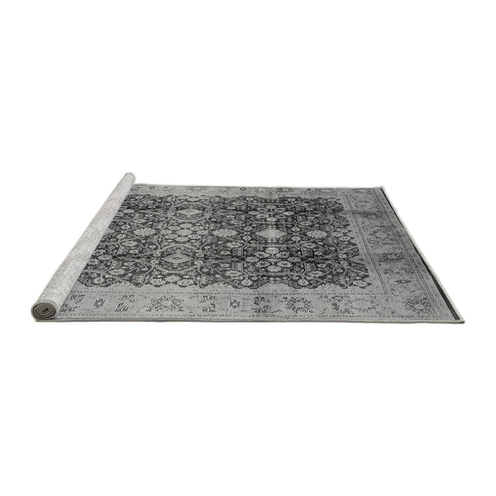 Sideview of Machine Washable Oriental Gray Traditional Rug, wshurb1062gry