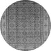 Round Oriental Gray Industrial Rug, urb1063gry