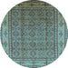 Round Oriental Light Blue Industrial Rug, urb1063lblu