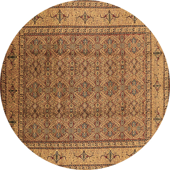 Round Oriental Brown Industrial Rug, urb1063brn