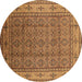 Round Oriental Brown Industrial Rug, urb1063brn