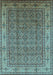 Machine Washable Oriental Light Blue Industrial Rug, wshurb1063lblu