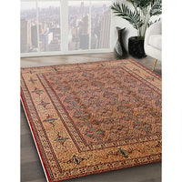 Mid-Century Modern Brown Sand Brown Oriental Rug, urb1063