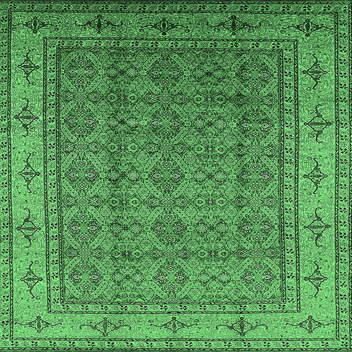 Square Oriental Emerald Green Industrial Rug, urb1063emgrn