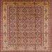 Square Mid-Century Modern Brown Sand Brown Oriental Rug, urb1063