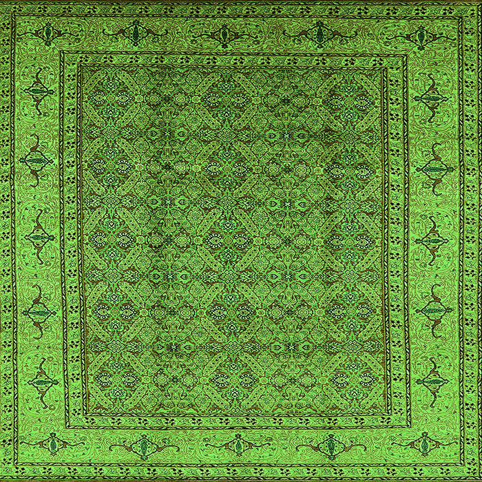 Square Machine Washable Oriental Green Industrial Area Rugs, wshurb1063grn