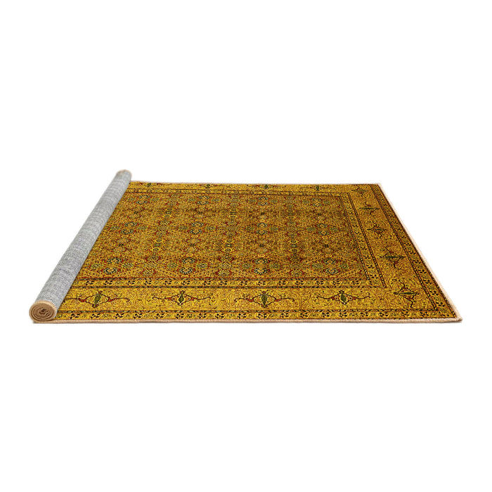 Sideview of Machine Washable Oriental Yellow Industrial Rug, wshurb1063yw