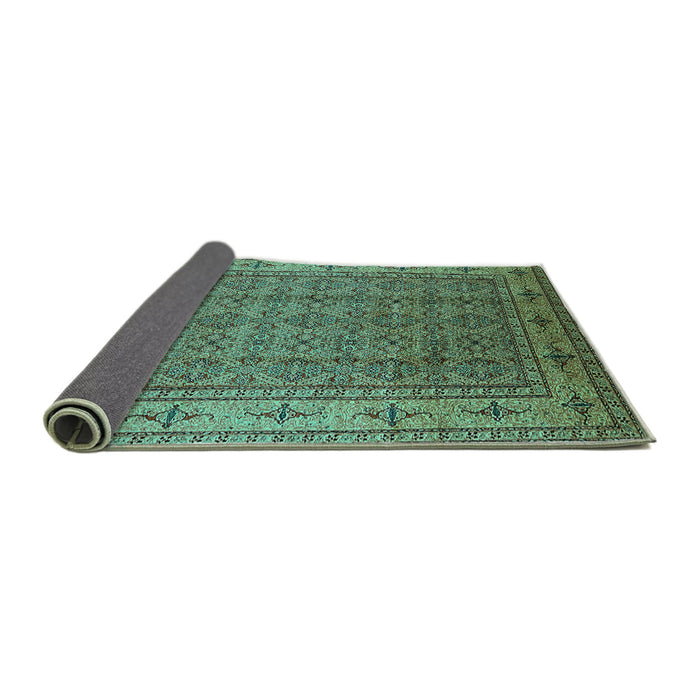 Sideview of Oriental Turquoise Industrial Rug, urb1063turq