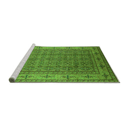 Sideview of Machine Washable Oriental Green Industrial Area Rugs, wshurb1063grn