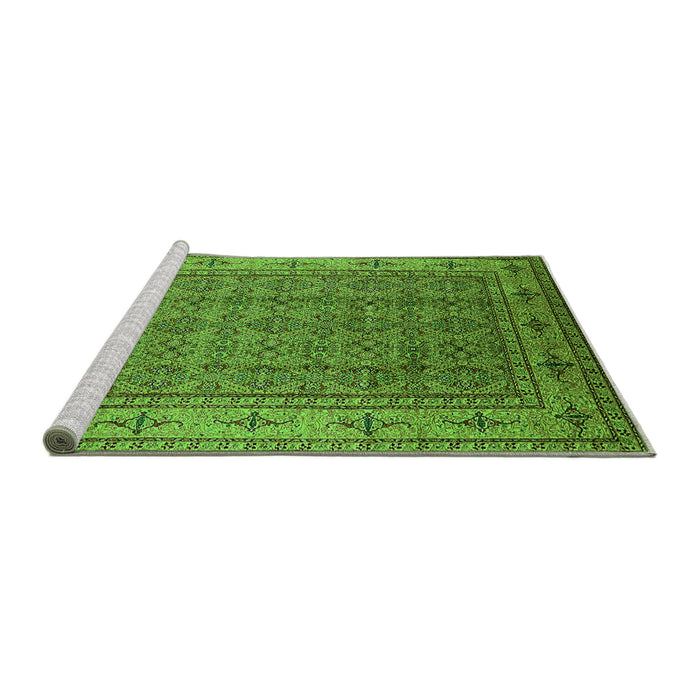 Sideview of Machine Washable Oriental Green Industrial Area Rugs, wshurb1063grn