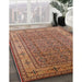 Mid-Century Modern Brown Sand Brown Oriental Rug in Family Room, urb1063