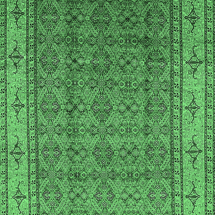 Machine Washable Oriental Emerald Green Industrial Area Rugs, wshurb1063emgrn
