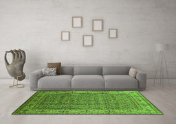 Machine Washable Oriental Green Industrial Area Rugs in a Living Room,, wshurb1063grn