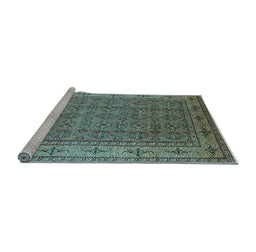 Sideview of Machine Washable Oriental Light Blue Industrial Rug, wshurb1063lblu