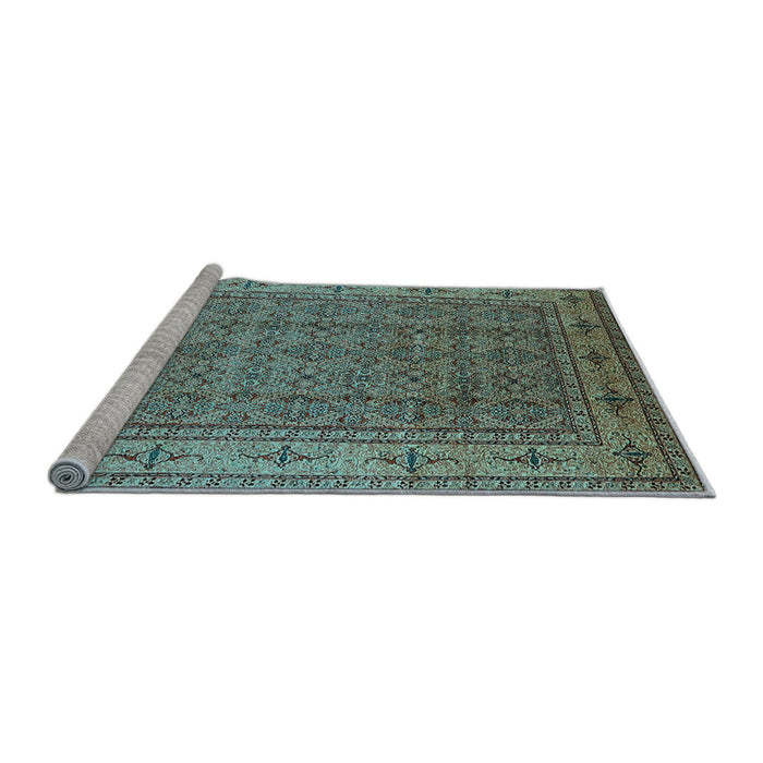 Sideview of Machine Washable Oriental Light Blue Industrial Rug, wshurb1063lblu
