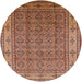 Round Machine Washable Industrial Modern Brown Sand Brown Rug, wshurb1063