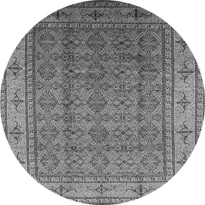 Round Machine Washable Oriental Gray Industrial Rug, wshurb1063gry