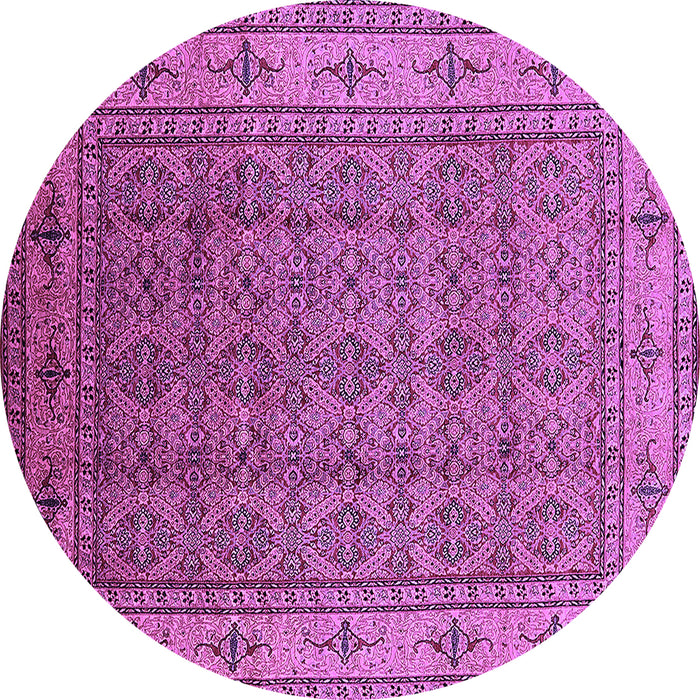 Round Machine Washable Oriental Purple Industrial Area Rugs, wshurb1063pur