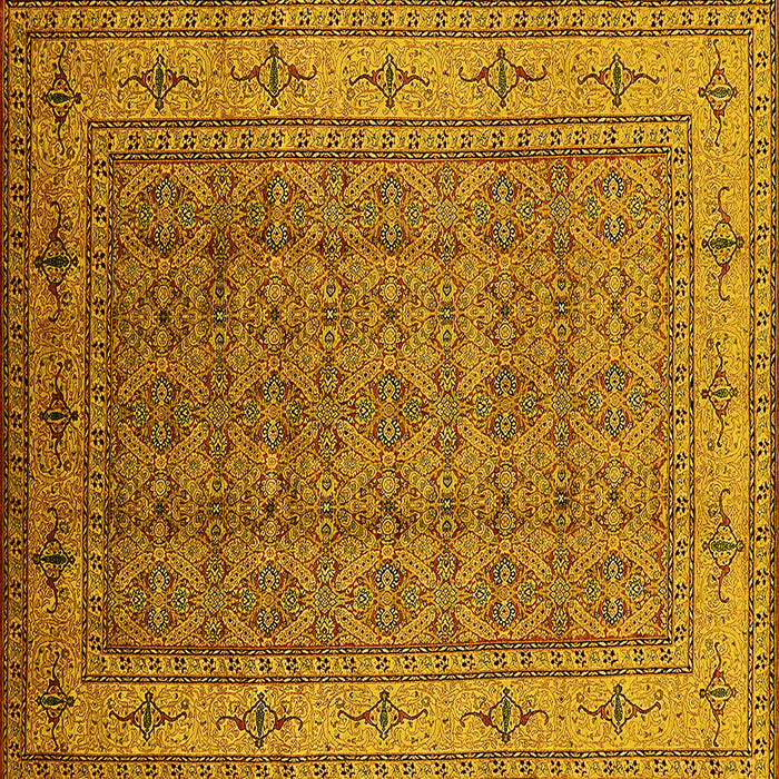 Square Machine Washable Oriental Yellow Industrial Rug, wshurb1063yw