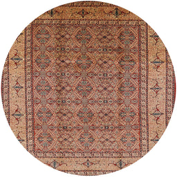 Round Mid-Century Modern Brown Sand Brown Oriental Rug, urb1063