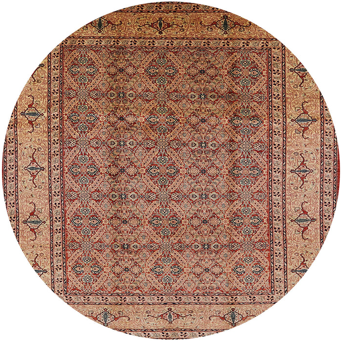 Round Mid-Century Modern Brown Sand Brown Oriental Rug, urb1063