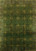 Machine Washable Oriental Green Industrial Area Rugs, wshurb1064grn