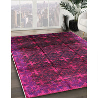 Mid-Century Modern Dark Raspberry Purple Oriental Rug, urb1064