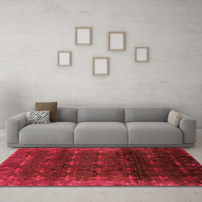 Machine Washable Oriental Orange Industrial Area Rugs in a Living Room, wshurb1064org