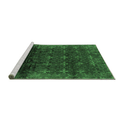 Sideview of Machine Washable Oriental Emerald Green Industrial Area Rugs, wshurb1064emgrn