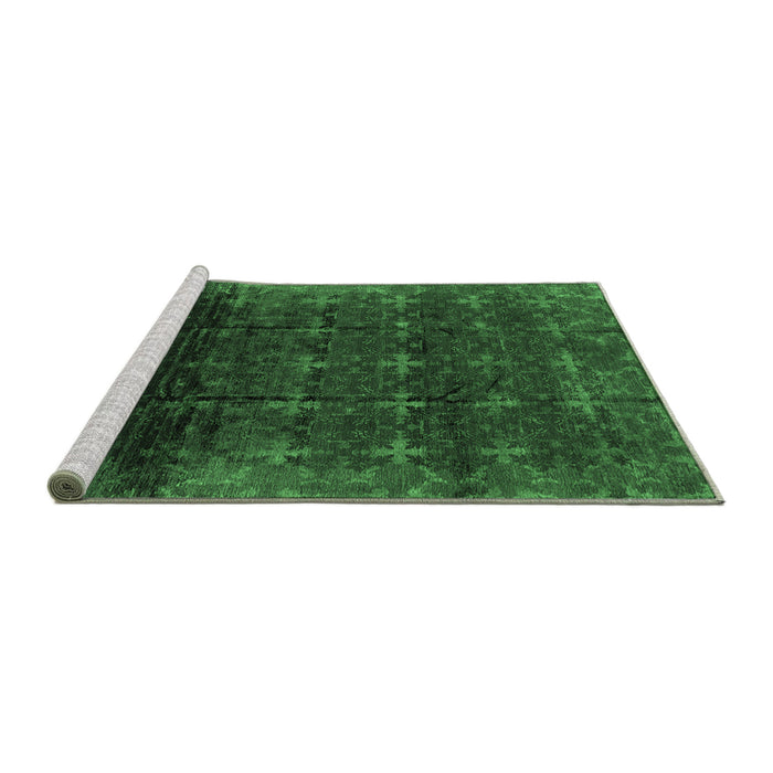 Sideview of Machine Washable Oriental Emerald Green Industrial Area Rugs, wshurb1064emgrn