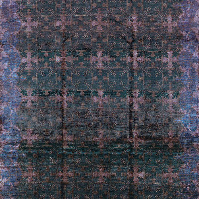 Machine Washable Oriental Turquoise Industrial Area Rugs, wshurb1064turq