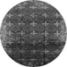 Round Machine Washable Oriental Gray Industrial Rug, wshurb1064gry