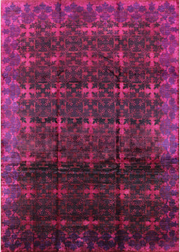 Mid-Century Modern Dark Raspberry Purple Oriental Rug, urb1064