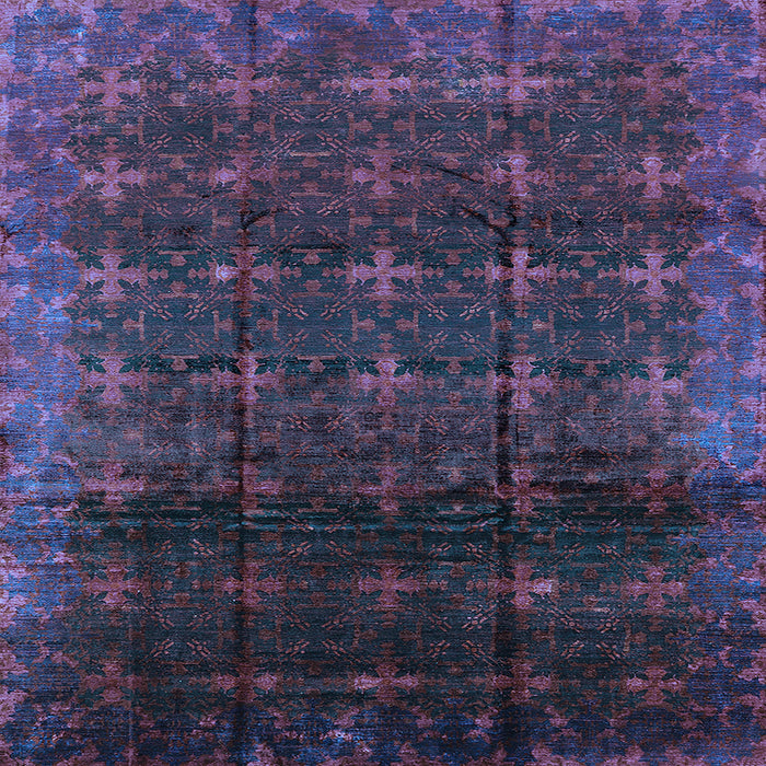 Square Machine Washable Oriental Light Blue Industrial Rug, wshurb1064lblu