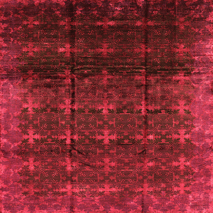 Square Machine Washable Oriental Orange Industrial Area Rugs, wshurb1064org