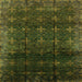 Square Machine Washable Oriental Green Industrial Area Rugs, wshurb1064grn