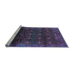 Sideview of Machine Washable Oriental Light Blue Industrial Rug, wshurb1064lblu