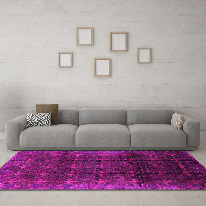 Machine Washable Oriental Pink Industrial Rug in a Living Room, wshurb1064pnk