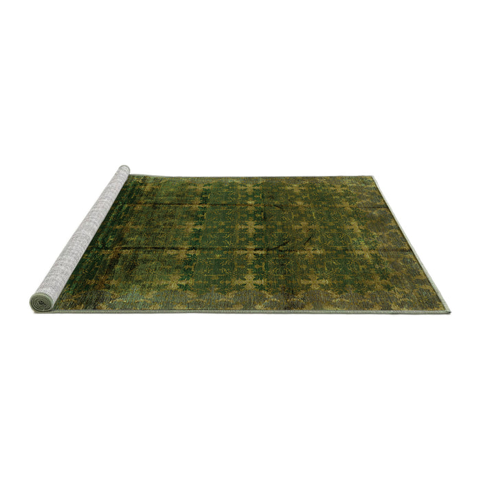 Sideview of Machine Washable Oriental Green Industrial Area Rugs, wshurb1064grn