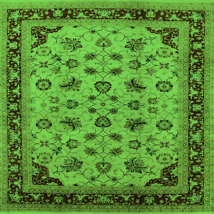 Square Oriental Green Traditional Rug, urb1065grn