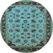 Round Oriental Light Blue Traditional Rug, urb1065lblu