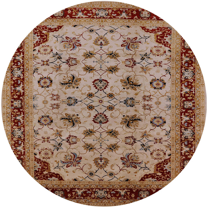 Round Mid-Century Modern Mahogany Brown Oriental Rug, urb1065