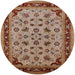 Round Mid-Century Modern Mahogany Brown Oriental Rug, urb1065