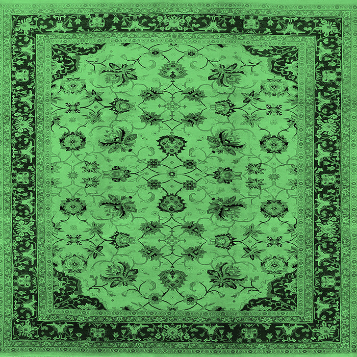 Square Oriental Emerald Green Traditional Rug, urb1065emgrn