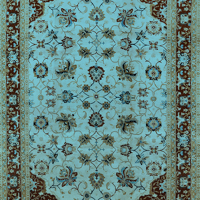 Machine Washable Oriental Light Blue Traditional Rug, wshurb1065lblu
