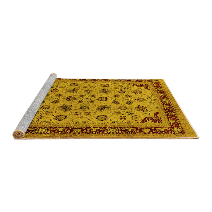 Sideview of Machine Washable Oriental Yellow Traditional Rug, wshurb1065yw