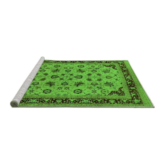 Sideview of Machine Washable Oriental Green Traditional Area Rugs, wshurb1065grn